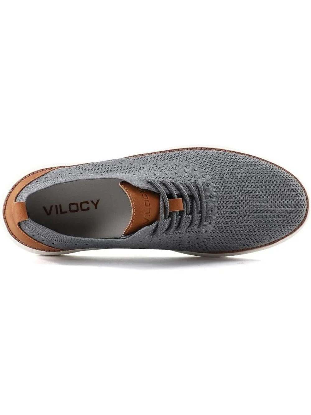 VILOCY Men's Grey Ethylene Vinyl Acetate Casual Breathable Comfortable Sneakers
